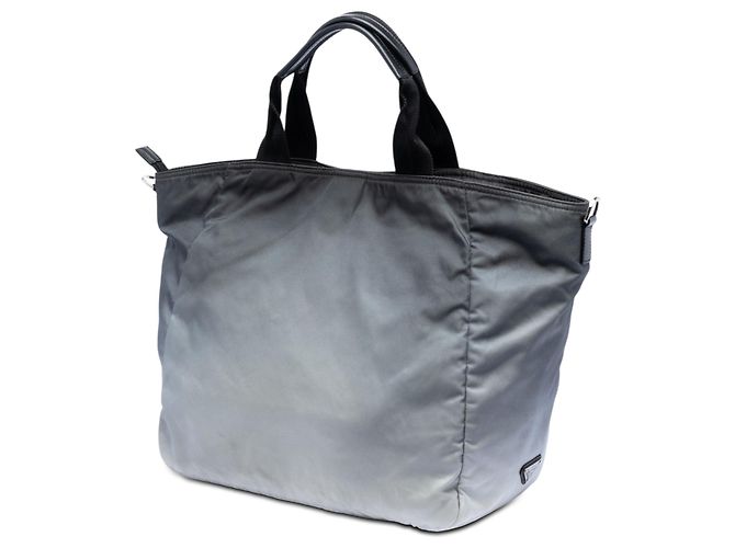 Tote Borsa Prada in Tessuto Grigio con Stampa Città e Giungla Marrone - vista 2