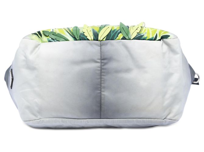 Tote Borsa Prada in Tessuto Grigio con Stampa Città e Giungla Marrone - vista 3