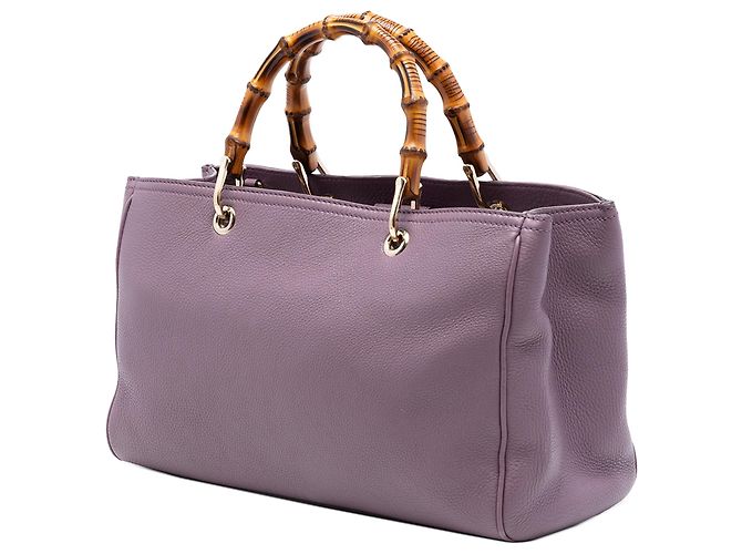 Bamboo Borsa shopper media in pelle di vitello viola con bambù Gucci Porpora - vista 2