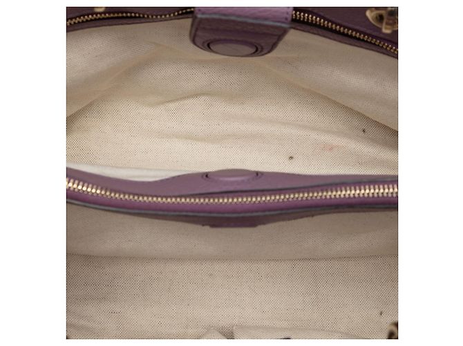 Bamboo Borsa shopper media in pelle di vitello viola con bambù Gucci Porpora - vista 4