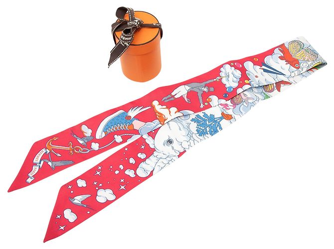 Foulard in seta Twilly Hermès Rosa Sur Mon Nuage - vista 6