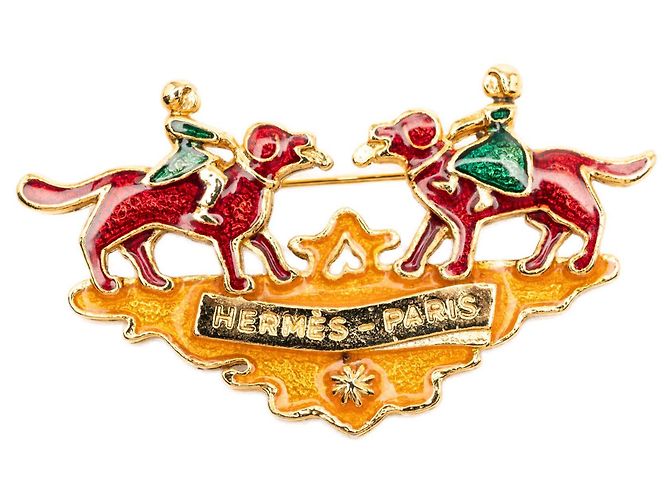 Spilla Hermès in smalto dorato placcato oro per bambini e cani - vista 4