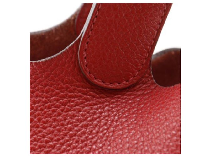 Hermès Picotin Lock 26 in Pelle Clemence Rossa Rosso Bordò - vista 11