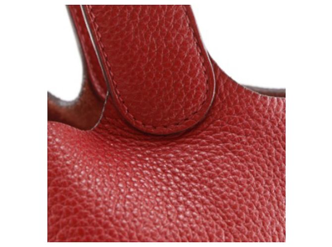 Hermès Picotin Lock 26 in Pelle Clemence Rossa Rosso Bordò - vista 12