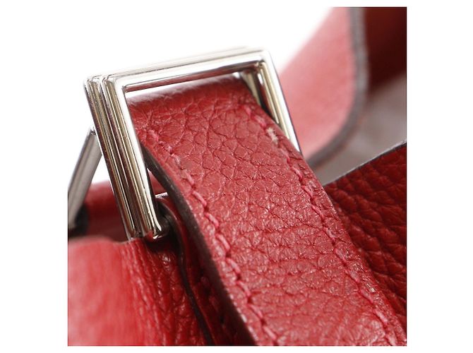 Hermès Picotin Lock 26 in Pelle Clemence Rossa Rosso Bordò - vista 18