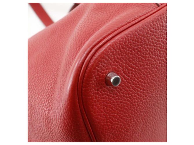 Hermès Picotin Lock 26 in Pelle Clemence Rossa Rosso Bordò - vista 24