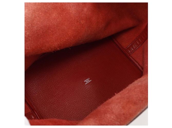 Hermès Picotin Lock 26 in Pelle Clemence Rossa Rosso Bordò - vista 4
