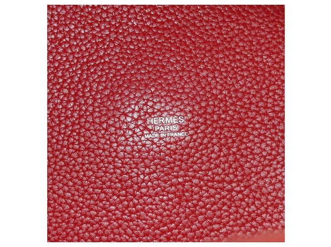 Hermès Picotin Lock 26 in Pelle Clemence Rossa Rosso Bordò - vista 5
