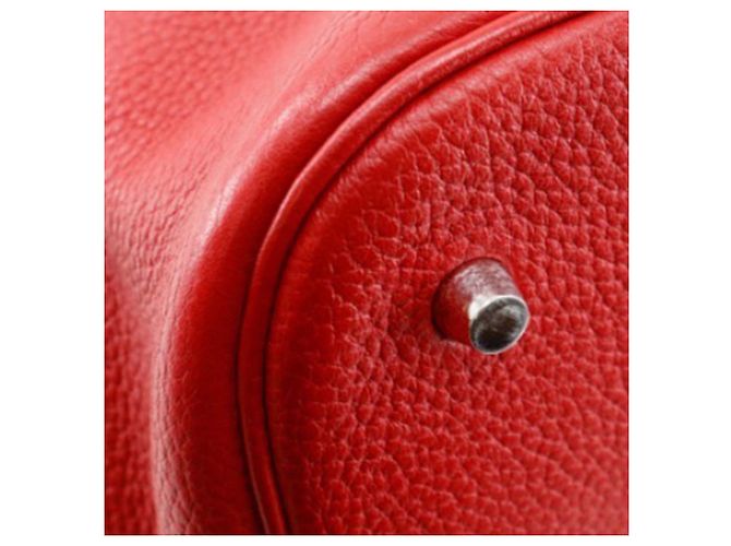 Hermès Picotin Lock 26 in Pelle Clemence Rossa Rosso Bordò - vista 7