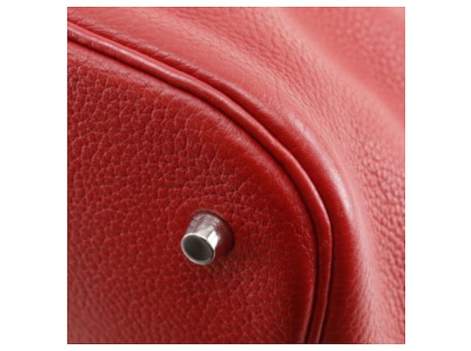 Hermès Picotin Lock 26 in Pelle Clemence Rossa Rosso Bordò - vista 8