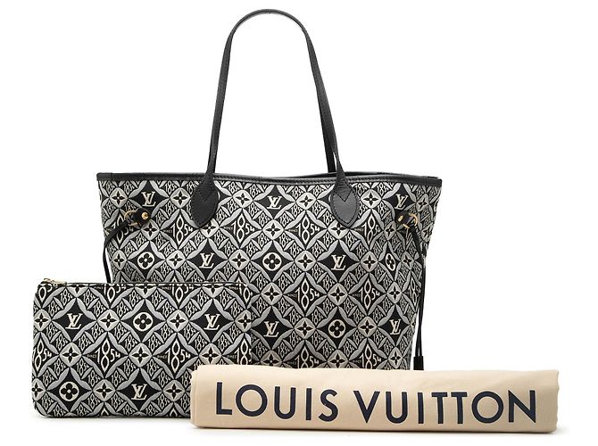 Louis Vuitton Borsa Neverfull MM Monogramma Jacquard Nera Dal 1854 Nero - vista 7