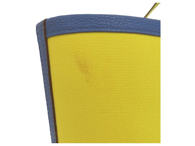 Trim Borsa Tote Pursangle in Tela Gialla e Clemence di Hermès Giallo - vista 18