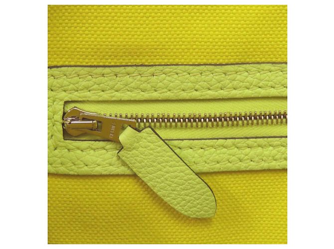 Trim Borsa Tote Pursangle in Tela Gialla e Clemence di Hermès Giallo - vista 7