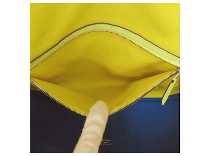 Trim Borsa Tote Pursangle in Tela Gialla e Clemence di Hermès Giallo - vista 8