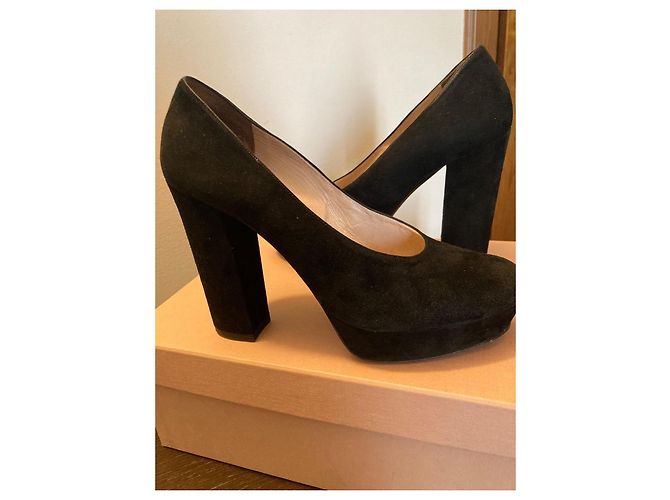 Décolleté Miu Miu in pelle scamosciata nera Nero - vista 11