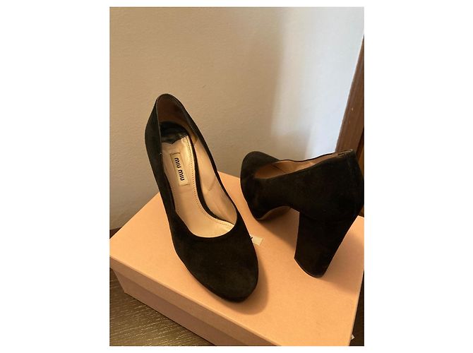 Décolleté Miu Miu in pelle scamosciata nera Nero - vista 12
