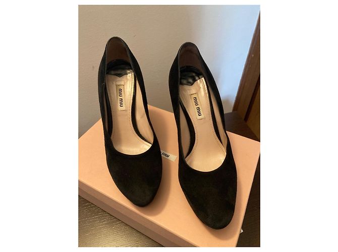 Décolleté Miu Miu in pelle scamosciata nera Nero - vista 13