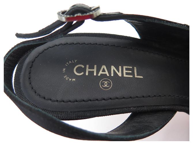 NEUE CHANEL SLINGBACK-SCHUHE SCHLEIFE CC-LOGO G28633 36 SCHWARZ SATIN - Ansicht 8