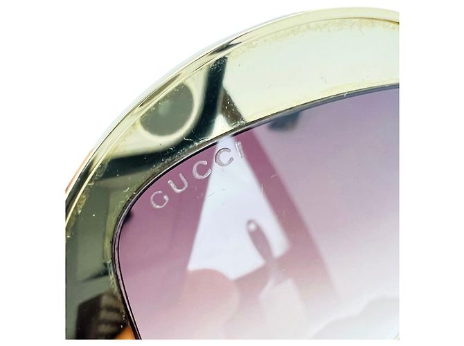 Gucci Runde Rahmen Sylvie Web Sonnenbrille GG0105S Golden Metallisch - Ansicht 5