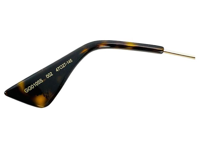 Gucci Runde Rahmen Sylvie Web Sonnenbrille GG0105S Golden Metallisch - Ansicht 8