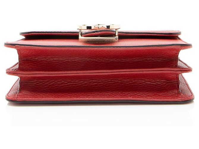 Sac à épaule petit en cuir de veau grainé avec G entrelacé de Gucci Rouge - vue 4