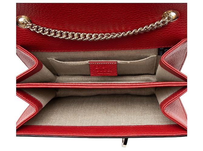 Sac à épaule petit en cuir de veau grainé avec G entrelacé de Gucci Rouge - vue 7
