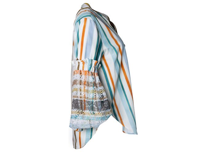Autre Marque Blusa de manga abullonada a rayas Nuru de Silvia Tcherassi Multicolor - vista 4