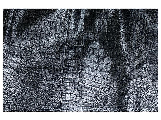 Falda de cuero metálico con estampado de cocodrilo Escada - vista 6