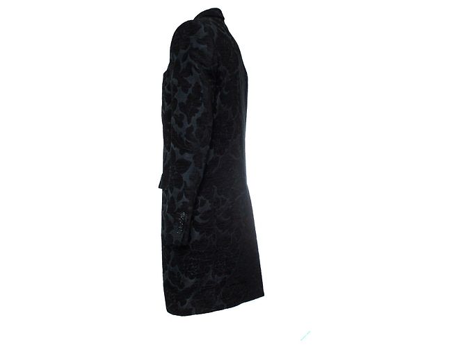 Dolce & Gabbana, Schwarzer Jacquard-gewebter Mantel - Ansicht 3