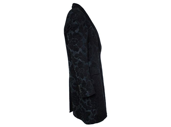 Dolce & Gabbana, Schwarzer Jacquard-gewebter Mantel - Ansicht 4