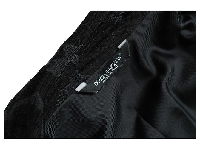 Dolce & Gabbana, Schwarzer Jacquard-gewebter Mantel - Ansicht 7