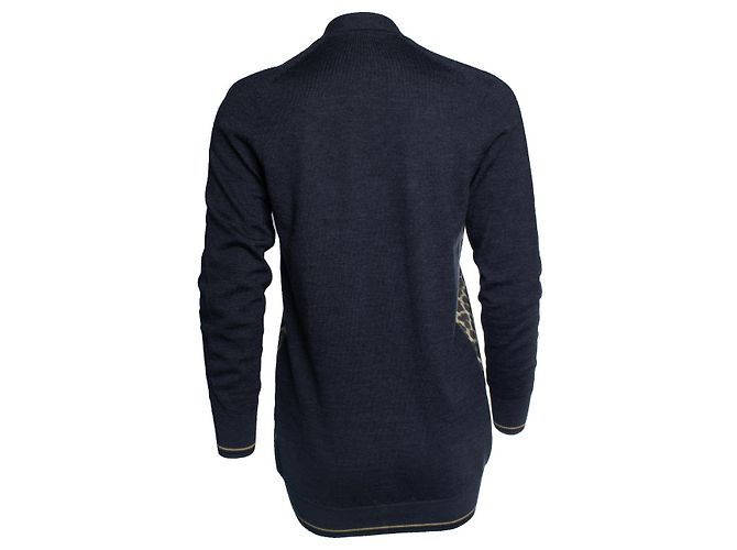 Hermès, grauer Cardigan mit Leopardenmuster Mehrfarben - Ansicht 2