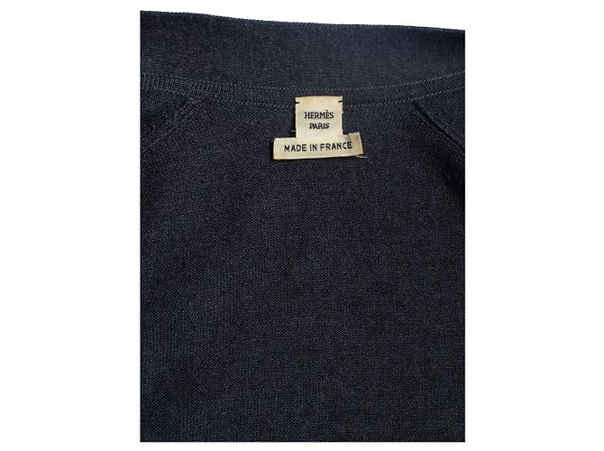 Hermès, grauer Cardigan mit Leopardenmuster Mehrfarben - Ansicht 9