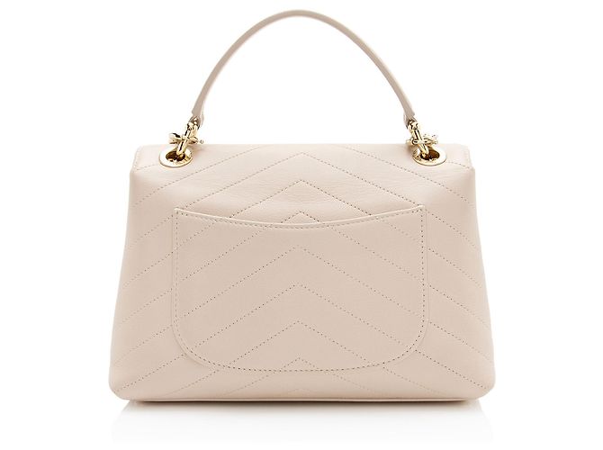 Gabrielle Chanel Chevron Kalbsleder Chic Kleine Handtasche Braun Beige - Ansicht 3