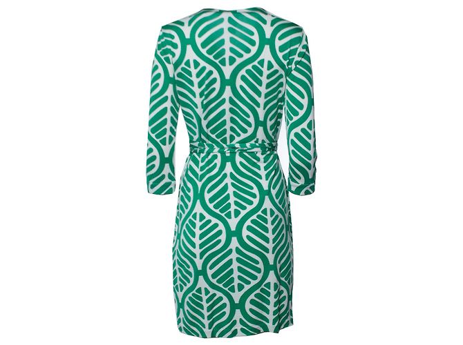 Diane Von Furstenberg, Vestido envolvente en verde y blanco Multicolor - vista 3