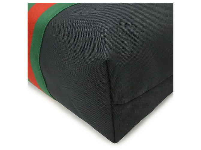 Gucci Nylon Canvas Leder Web Stripe Tote Bag Schwarz - Ansicht 3