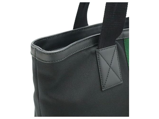 Gucci Nylon Canvas Leder Web Stripe Tote Bag Schwarz - Ansicht 8