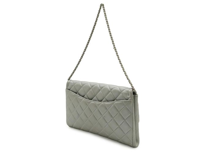 Borsa a catena in pelle Matelassé Coco Mark di Chanel Argento Metallico - vista 2