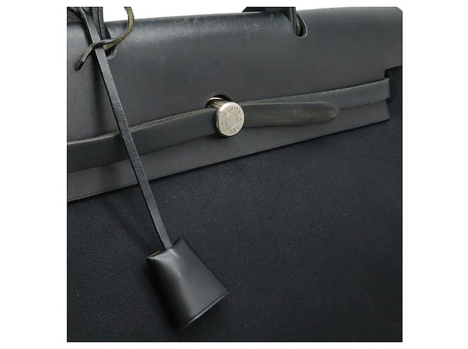 Borsa in pelle Toile Officier GM 2WAY di Hermès Nero - vista 7