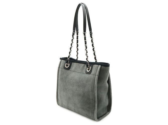 Borsa Deauville in tela e pelle Chanel Grigio - vista 2