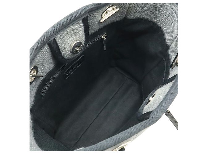 Borsa Deauville in tela e pelle Chanel Grigio - vista 5