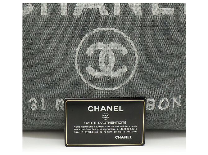 Borsa Deauville in tela e pelle Chanel Grigio - vista 8