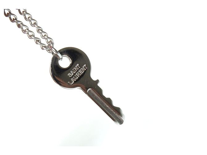 Saint Laurent, Collana con pendente a forma di chiave Argento Metallico - vista 2