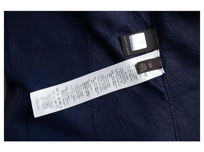 Blaue Leder-Bikerjacke von Roberto Cavalli - Ansicht 6