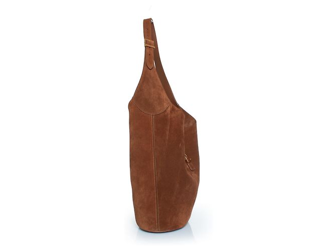 Saint Laurent, Le 5 A 7 hobo in cognac suede Brown - view 4