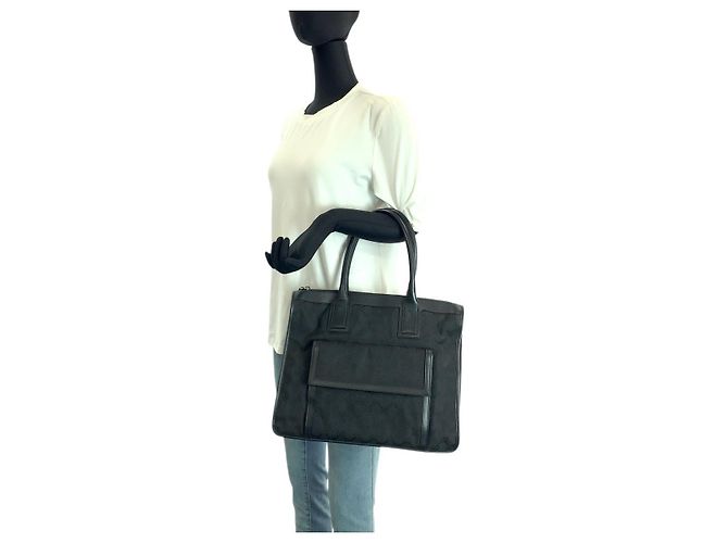 Gucci GG Canvas Leder Tote-Handtasche Schwarz - Ansicht 7