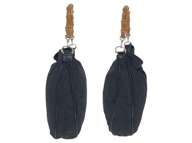 Bolsa Gucci Bamboo 2way em nylon/couro Preto - vista 8