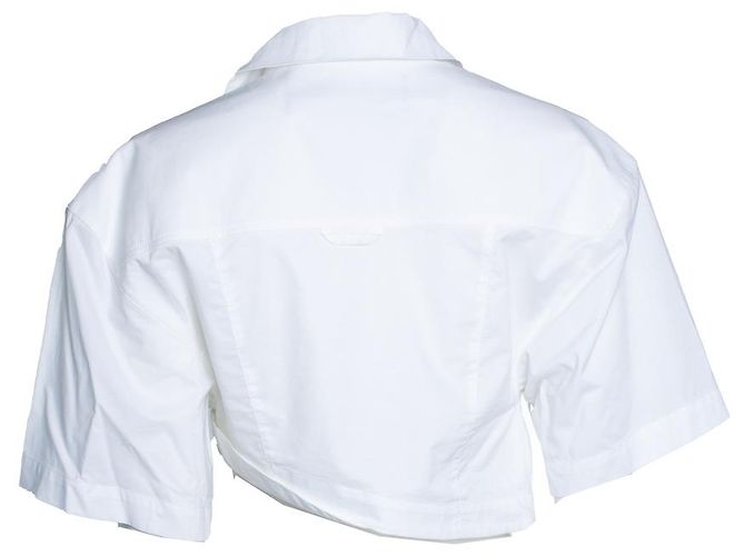 Jacquemus, la blusa cropped de algodón splash en blanco - vista 2