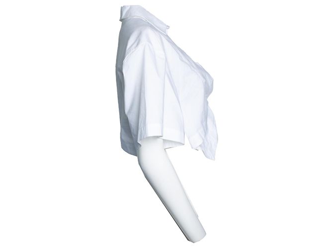 Jacquemus, la blusa cropped de algodón splash en blanco - vista 3