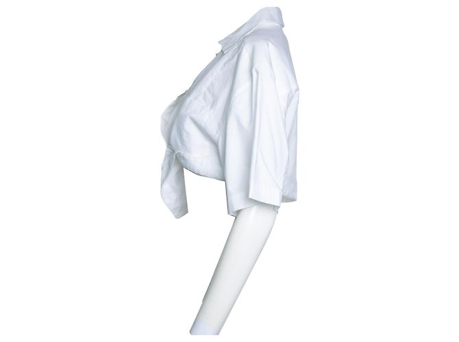 Jacquemus, la blusa cropped de algodón splash en blanco - vista 4
